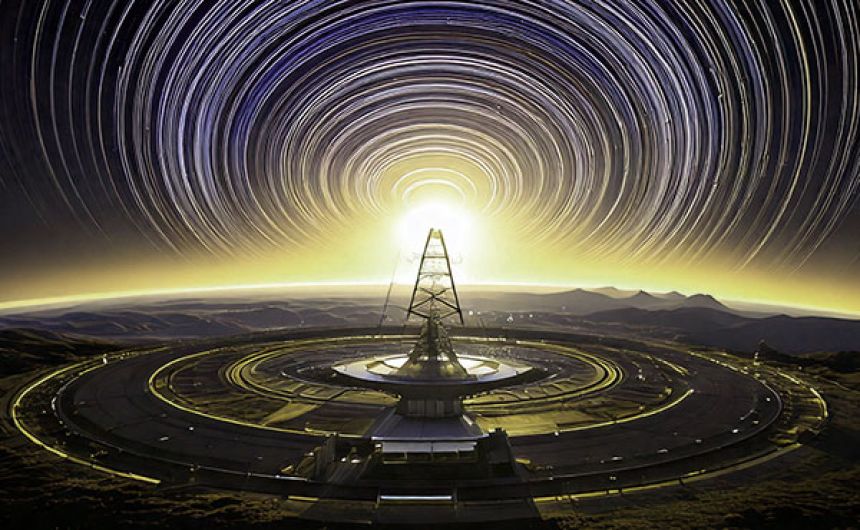 地球外文明が通信信号を発している様子を示したイメージ図